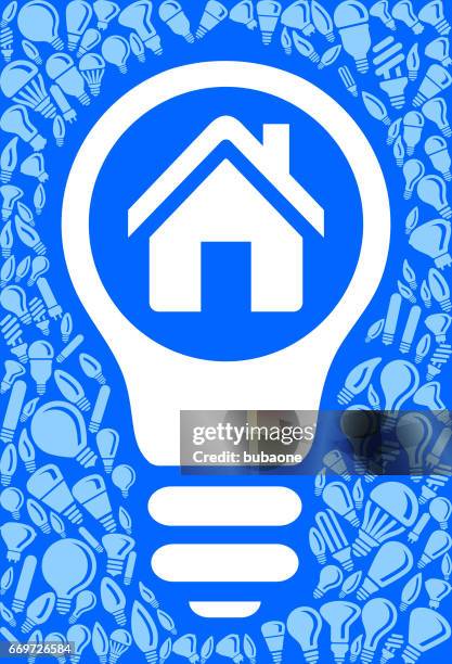 residential building light bulb blue vector background pattern - using multiple devices at home stock illustrations