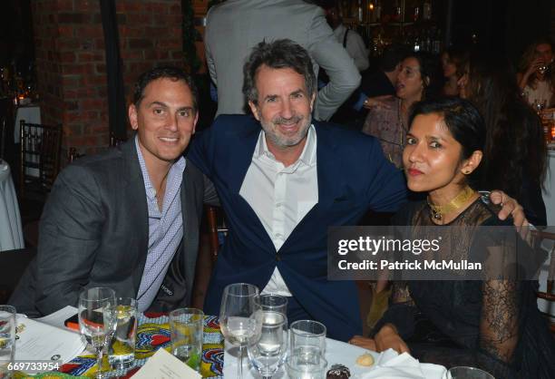 Brian Sheth, Eric Goode and Tanya Selvaratnam attend The Turtle Conservancy's 4th Annual Turtle Ball at The Bowery Hotel on April 17, 2017 in New...