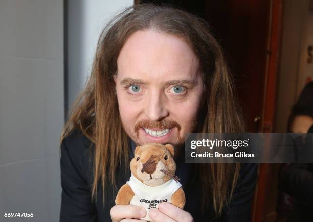 Tim Minchin poses at the opening night of the new musical based on the film "Groundhog Day" on Broadway at The August Wilson Theatre on April 17,...