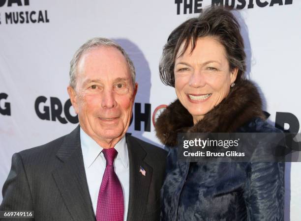 Michael Bloomberg and Diana Taylor pose at the opening night of the new musical based on the film "Groundhog Day" on Broadway at The August Wilson...