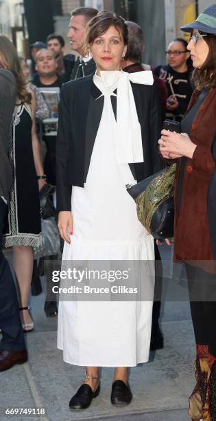 Maggie Gyllenhaal poses at the opening night of the new musical based on the film "Groundhog Day" on Broadway at The August Wilson Theatre on April...