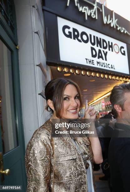 Mariska Hargitay poses at the opening night of the new musical based on the film "Groundhog Day" on Broadway at The August Wilson Theatre on April...