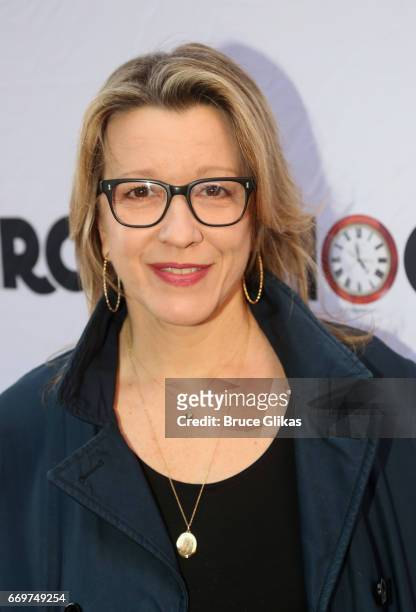 Linda Emond poses at the opening night of the new musical based on the film "Groundhog Day" on Broadway at The August Wilson Theatre on April 17,...
