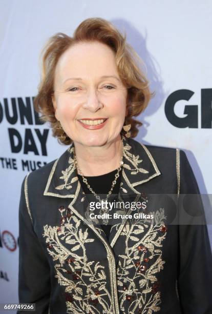Kate Burton poses at the opening night of the new musical based on the film "Groundhog Day" on Broadway at The August Wilson Theatre on April 17,...