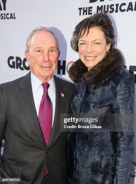 Michael Bloomberg and Diana Taylor pose at the opening night of the new musical based on the film "Groundhog Day" on Broadway at The August Wilson...