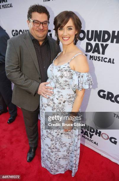 Bobby Moynihan and wife Brynn O'Malley pose at the opening night of the new musical based on the film "Groundhog Day" on Broadway at The August...