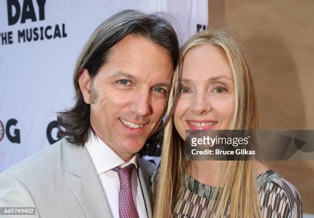 Jon Patrick Walker and wife Hope Davis pose at the opening night of the new musical based on the film "Groundhog Day" on Broadway at The August...