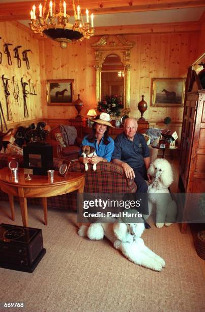 Allen E. Paulson poses with his wife Madeline October 2, 1996 inside their ranch in La Jolla, Ca. Allen E. Paulson who was a test pilot, airline...