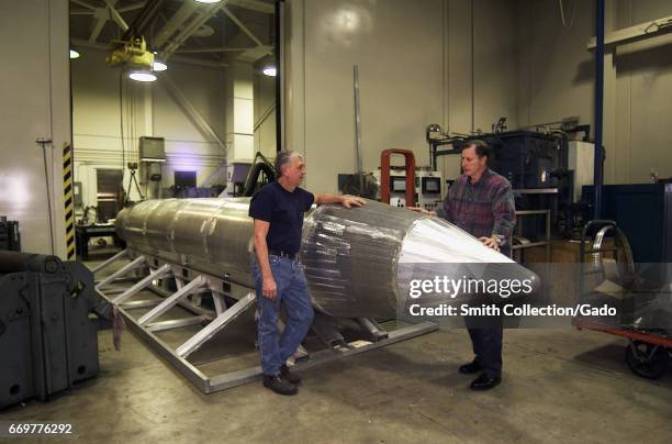 Al Weimorts, creator of the GU43/B Massive Ordnance Air Blast bomb, known colloquially as the Mother of All Bombs or MOAB, with Joseph Fellenz , lead...