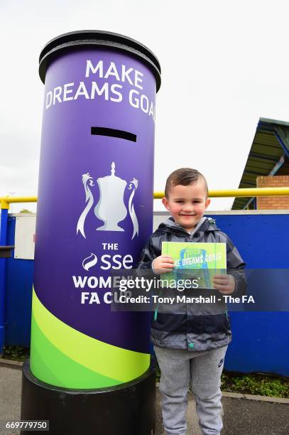 Fans take part in the Make Dreams Goals competition during the SSE Women's FA Cup Semi-Final match between Birmingham City Ladies and Chelsea Ladies...