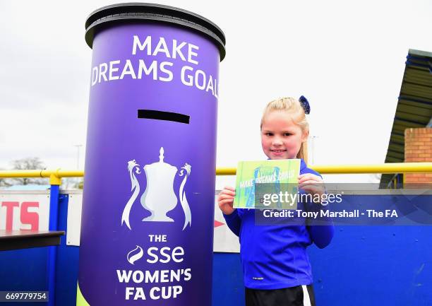 Fans take part in the Make Dreams Goals competition during the SSE Women's FA Cup Semi-Final match between Birmingham City Ladies and Chelsea Ladies...