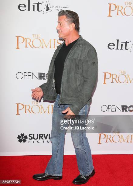 Sylvester Stallone attends the premiere of Open Road Films' 'The Promise' on April 12, 2017 in Hollywood, California.