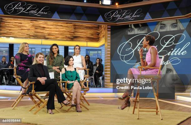 The cast of Freeform's Pretty Little Liars" are guests on "Good Morning America," Tuesday, April 18, 2017 airing on the Walt Disney Television...