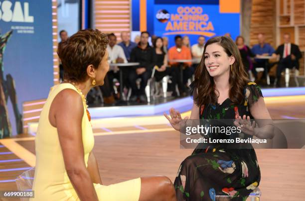 Anne Hathaway is a guest on "Good Morning America," Monday, April 17, 2017 airing on the Walt Disney Television via Getty Images Television Network....
