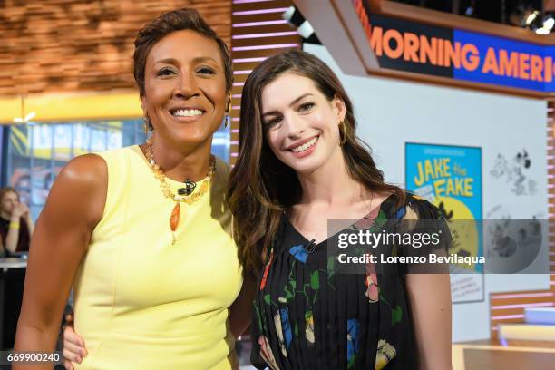 Anne Hathaway is a guest on "Good Morning America," Monday, April 17, 2017 airing on the Walt Disney Television via Getty Images Television Network....