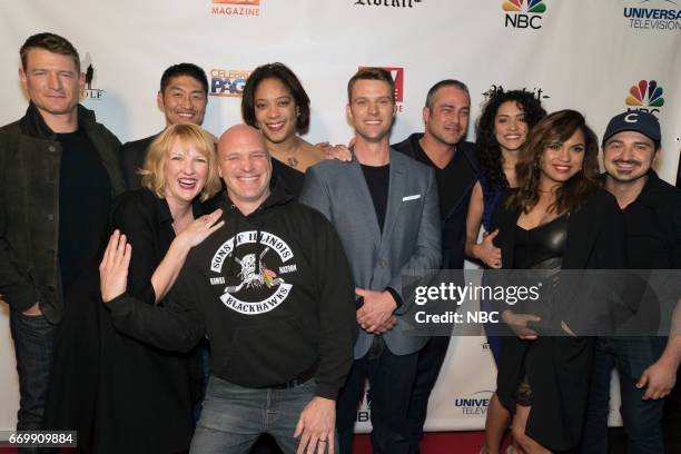 Guide Cover Party" -- Pictured: Phillip Winchester, Brian Tee, Robyn Coffin, Randy Flagler, DuShon Brown, Jesse Spencer, Taylor Kinney, Miranda Rae...