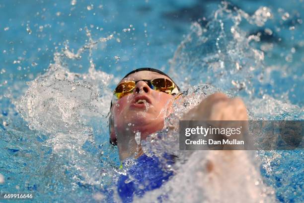 Hannah Miley of Aberdeen Per competes in the Womens Open 400m IM final on day one of the British Swimming Championships at Ponds Forge on April 18,...