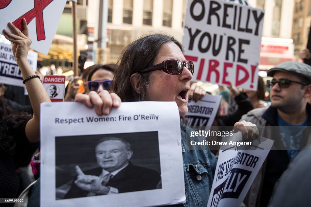Protestors Call For Removal Of Bill O'Reilly At Fox News HQ In New York