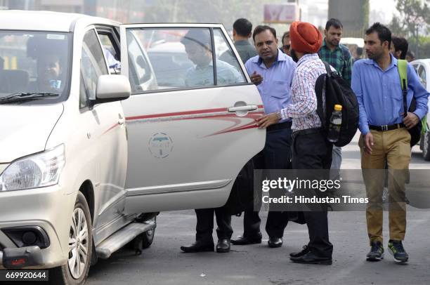 Commuters had to rely on buses and metro service in the wake of ola and uber cab drivers’ strike across Delhi-NCR, on April 18, 2017 in Noida, India....