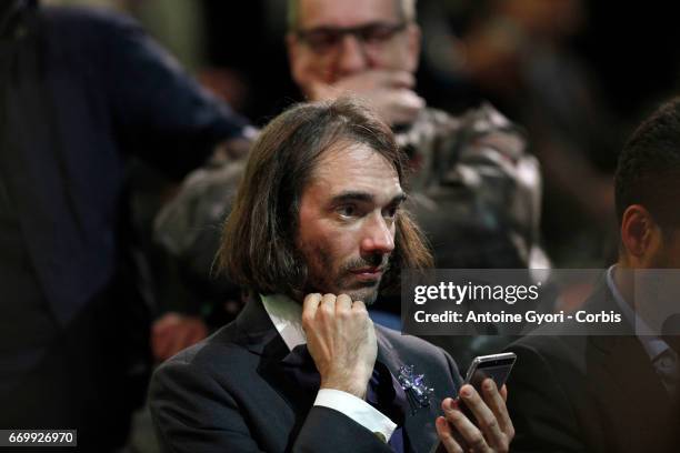 Cedric Villani attends the campaign rally of French presidential candidate Emmanuel Macron at AccorHotels Arena on April 17, 2017 in Paris, France.