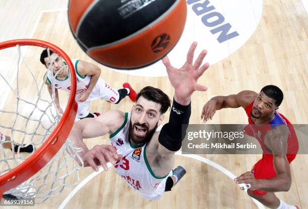 Tornike Shengelia, #23 of Baskonia Vitoria Gasteiz in action during the 2016/2017 Turkish Airlines EuroLeague Playoffs leg 1 game between CSKA Moscow...