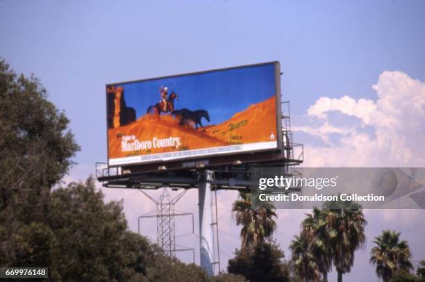 Billboard for Marlboro Cigarettes with the Marlboro Man in September 1997 in Los Angeles, California.