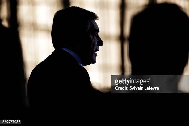 French Presidential candidate Francois Fillon attends his rally on April 18, 2017 in Lille, France. France will go to the polls on April 23 to decide...