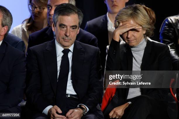 French Presidential candidate Francois Fillon attends his rally on April 18, 2017 in Lille, France. France will go to the polls on April 23 to decide...