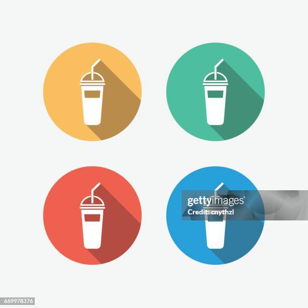 ilustrações de stock, clip art, desenhos animados e ícones de ice drink multi colored circle flat icon - bebida gelada
