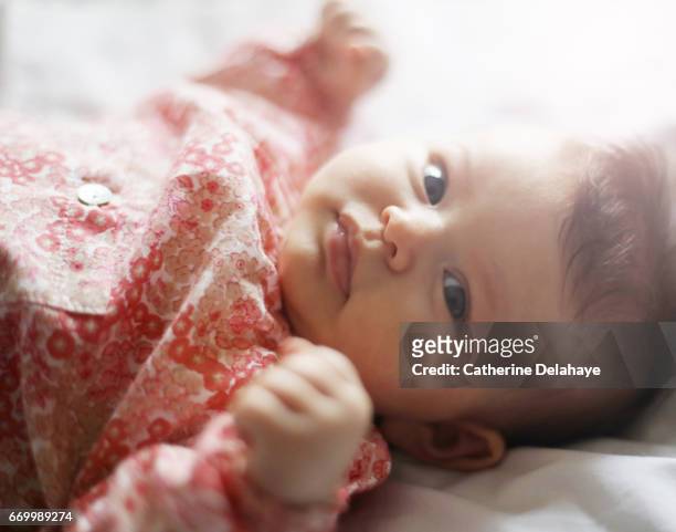 a 2 months old baby girl - affectueux stock pictures, royalty-free photos & images