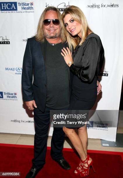 Vince Neil and Rain Hannah attend the 16th Annual Waiting for Wishes Celebrity Dinner Hosted by Kevin Carter & Jay DeMarcus on April 18, 2017 in...