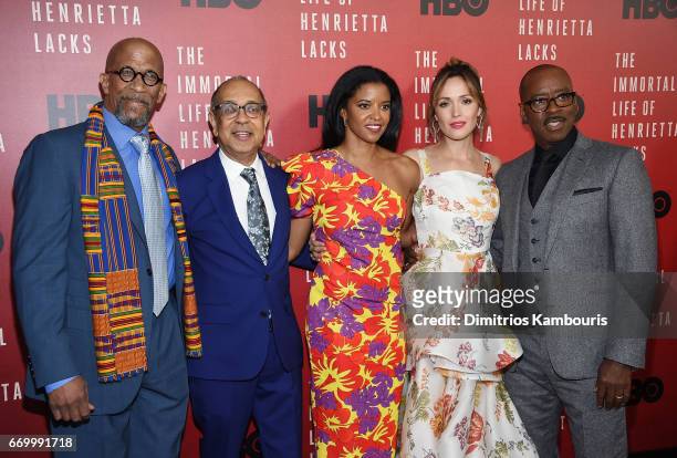 Reg E. Cathey, George C. Wolfe, Renee Elise Goldsberry, Rose Byrne and Courtney B. Vance attend "The Immortal Life of Henrietta Lacks" premiere at...