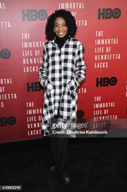 Adriane Lenox attends "The Immortal Life of Henrietta Lacks" premiere at SVA Theater on April 18, 2017 in New York City.