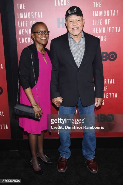 Judy Beasley and actor John Beasley attend "The Immortal Life of Henrietta Lacks" premiere at SVA Theater on April 18, 2017 in New York City.