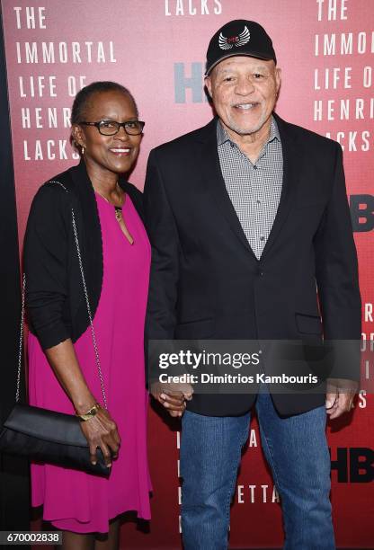 Judy Beasley and actor John Beasley attend "The Immortal Life of Henrietta Lacks" premiere at SVA Theater on April 18, 2017 in New York City.