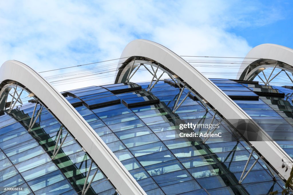 Close up on roof in Singapore, modern city of Asia during December