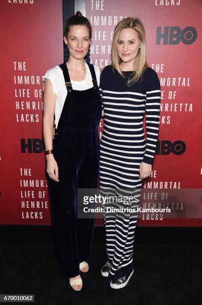 Topaz Page-Green and Aimee Mullins attend "The Immortal Life of Henrietta Lacks" premiere at SVA Theater on April 18, 2017 in New York City.