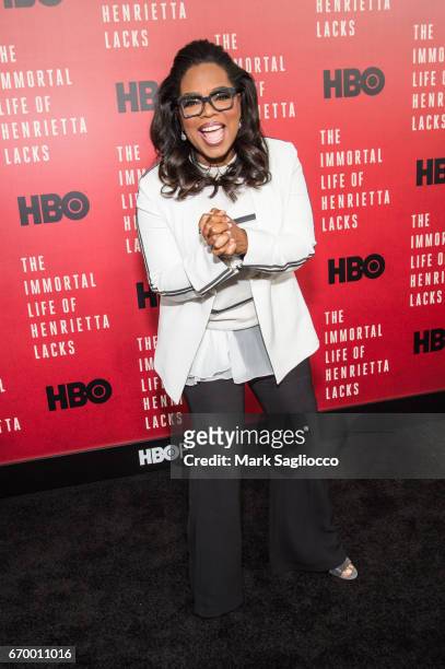 Executive Producer and Actress Oprah Winfrey attends "The Immortal Life Of Henrietta Lacks" New York Premiere at SVA Theater on April 18, 2017 in New...