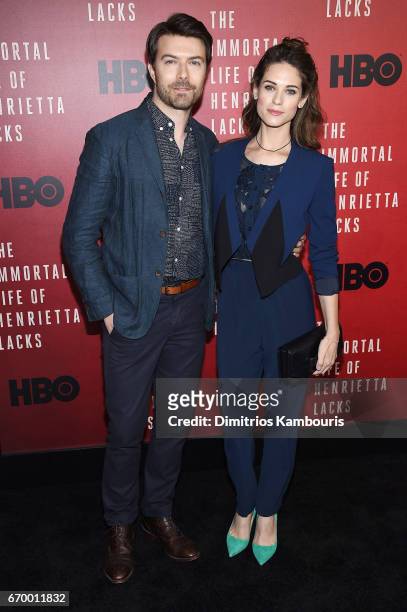Noah Bean and Lyndsy Fonseca attend "The Immortal Life of Henrietta Lacks" premiere at SVA Theater on April 18, 2017 in New York City.