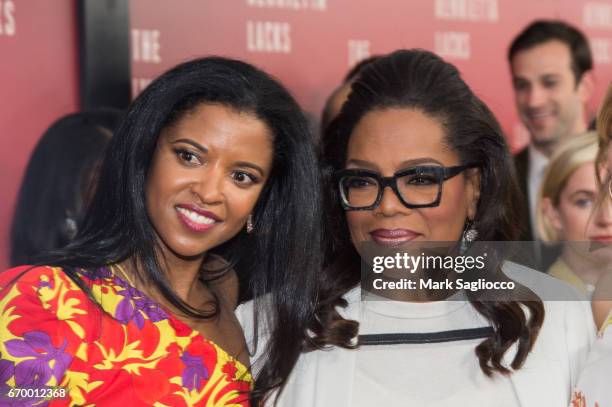 Actresses Renee Elise Goldsberry and Oprah Winfrey attend "The Immortal Life Of Henrietta Lacks" New York Premiere at SVA Theater on April 18, 2017...