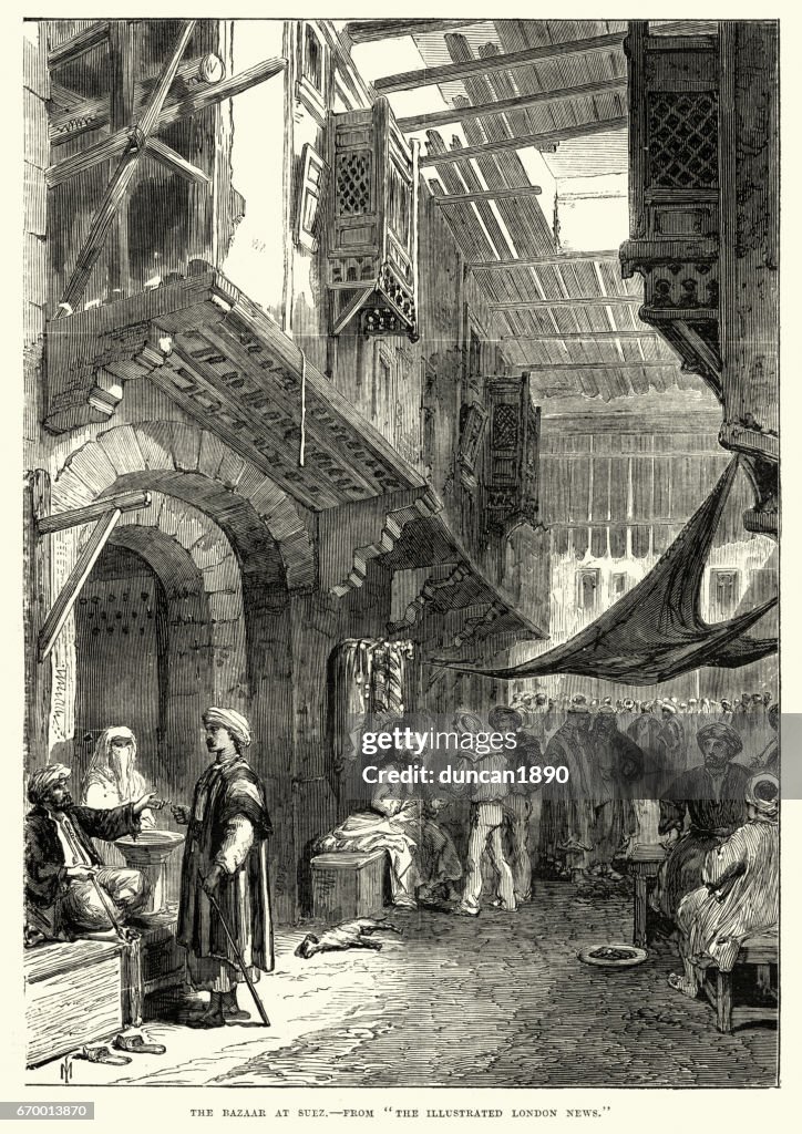 The Bazaar at Suez, Egypt, 19th Century