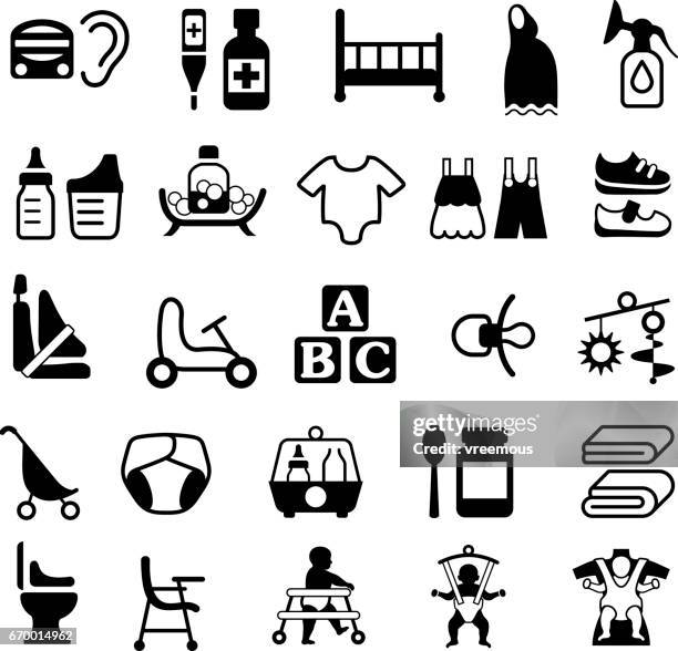 baby und parenting produkte symbole - child care stock-grafiken, -clipart, -cartoons und -symbole