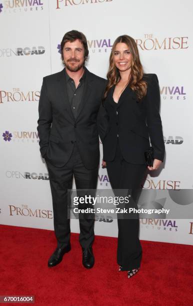 Christian Bale and Sibi Blazic attend "The Promise" New York screening at The Paris Theatre on April 18, 2017 in New York City.