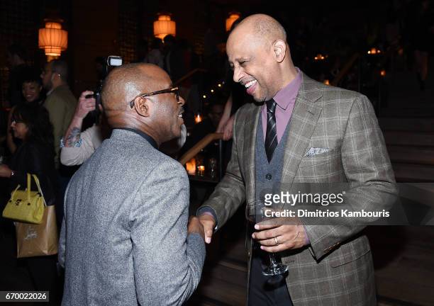 Courtney B. Vance and Ruben Santiago-Hudson attend the after party for"The Immortal Life of Henrietta Lacks" premiere at TAO Downtown on April 18,...