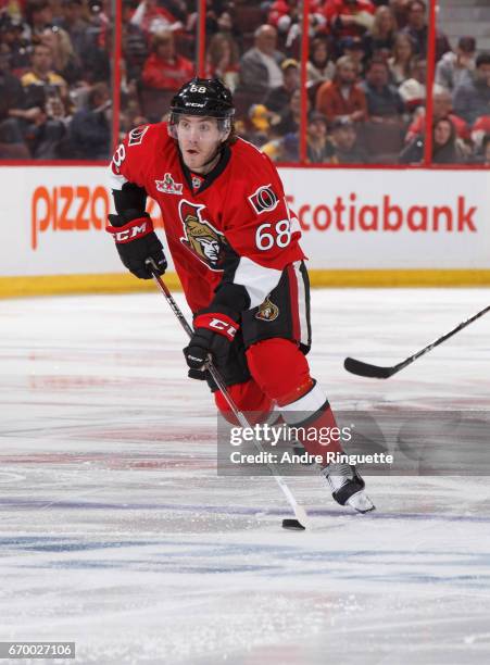 Mike Hoffman of the Ottawa Senators skates against the Boston Bruins in Game Two of the Eastern Conference First Round during the 2017 NHL Stanley...