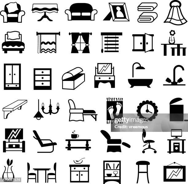 home furnishings icons - horizontal blinds stock illustrations