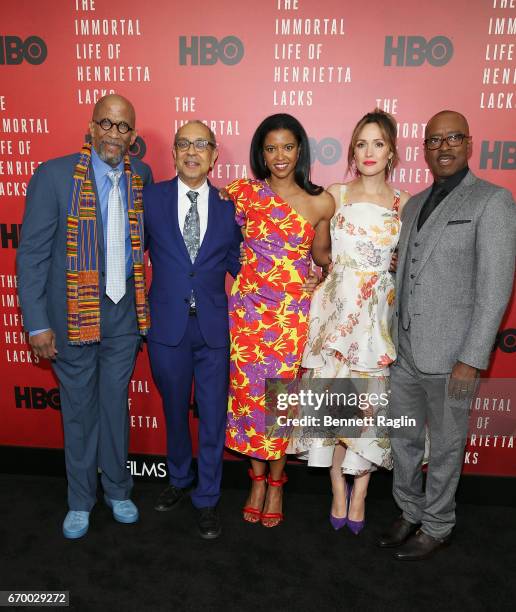 Reg Cathey, George C. Wolfe, Renee Elise Goldsberry, Rose Byrne, and Courtney B. Vance attend "The Immortal Life Of Henrietta Lacks" New York...