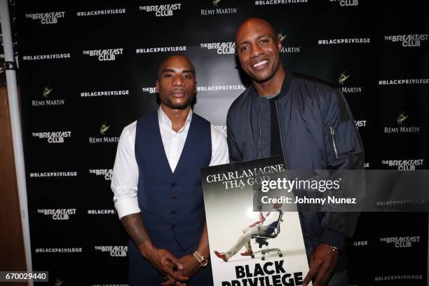 Charlamagne Tha God and Jay Williams attend Remy Martin and Charlamagne Tha God Celebrate "Black privilege" Book Launch at Kola House on April 18,...