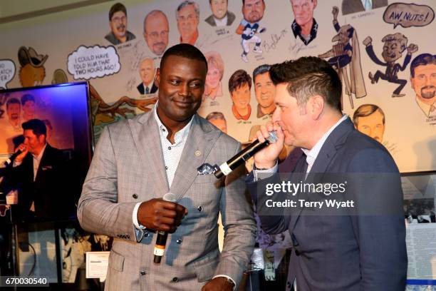 Kevin Carter and Jay DeMarcus speak during the 16th Annual Waiting for Wishes Celebrity Dinner Hosted by Kevin Carter & Jay DeMarcus on April 18,...