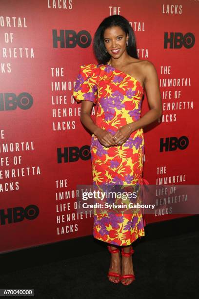 Renee Elise Goldsberry attends "The Immortal Life Of Henrietta Lacks" New York Premiere on April 18, 2017 in New York City.